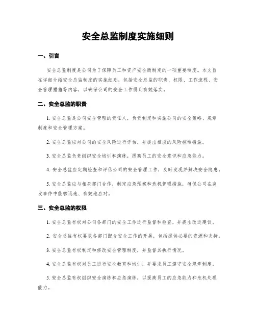 安全总监制度实施细则
