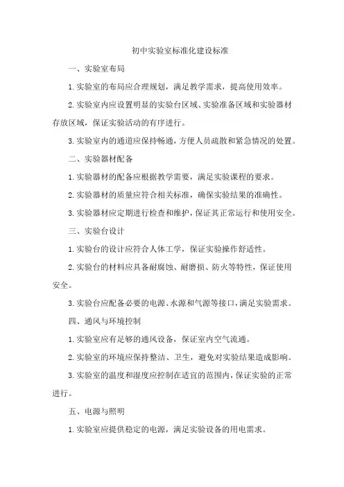 初中实验室标准化建设标准