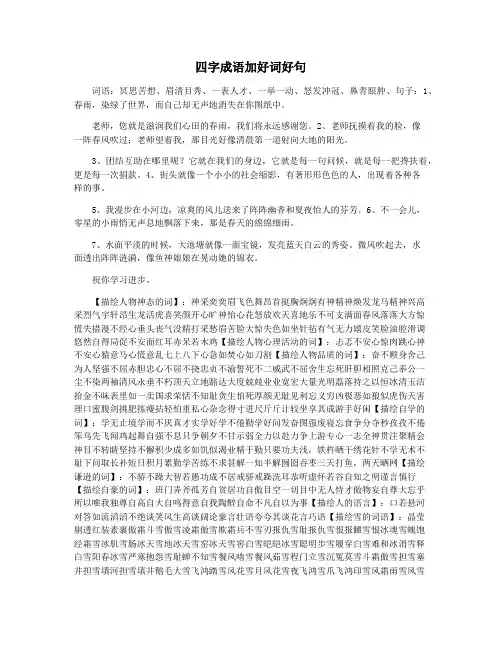 四字成语加好词好句