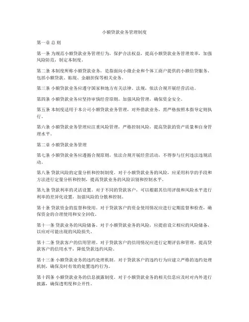 小额贷款业务管理制度