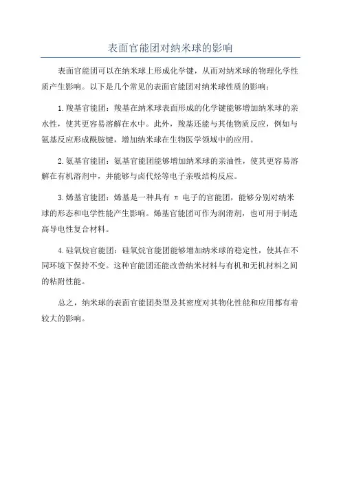 表面官能团对纳米球的影响