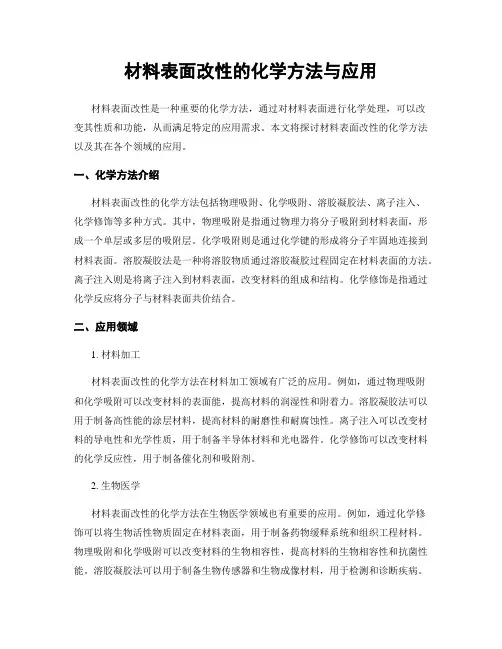 材料表面改性的化学方法与应用
