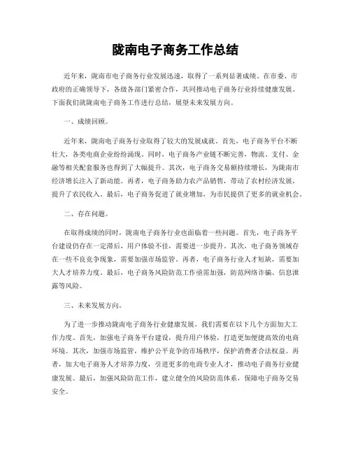 陇南电子商务工作总结