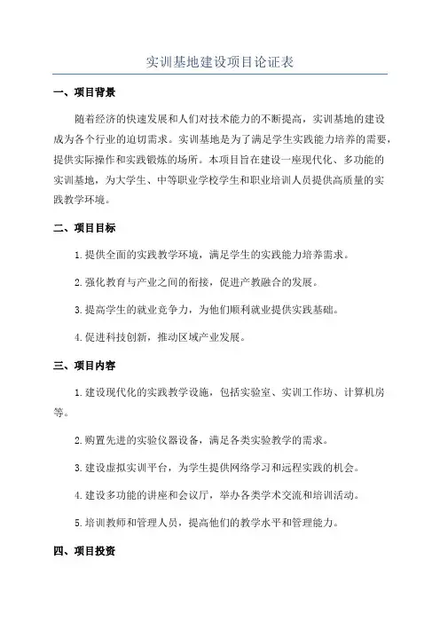 实训基地建设项目论证表
