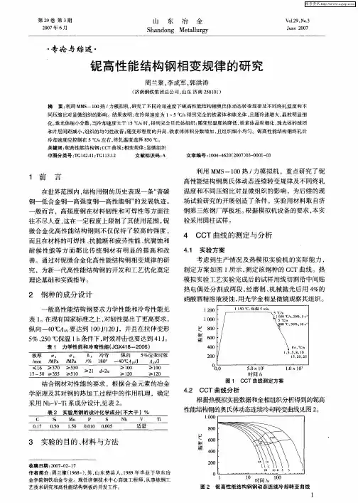 铌高性能结构钢相变规律的研究