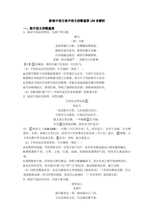 新高中语文高中语文诗歌鉴赏100含解析