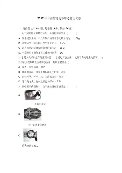 2017年云南省昆明市中考物理试题(解析版)(20200710145622)