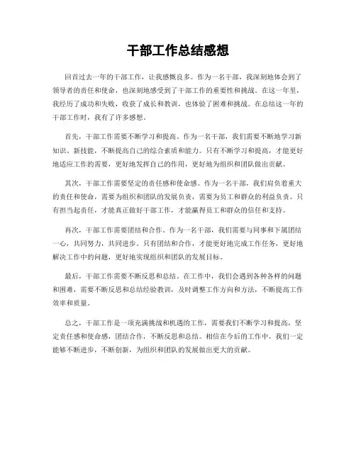 干部工作总结感想