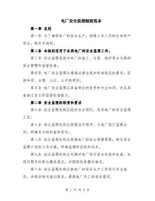 电厂安全监理细则范本