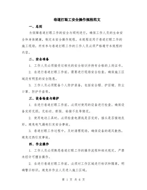 巷道打眼工安全操作规程范文（二篇）