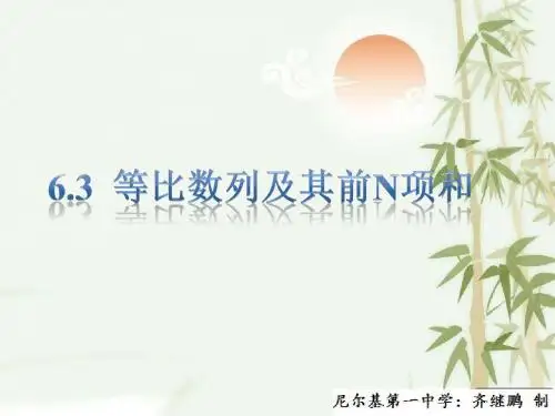 6.3 等比数列及其前n项和