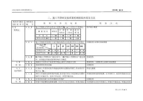 施工升降机安装质量检测检验内容及方法