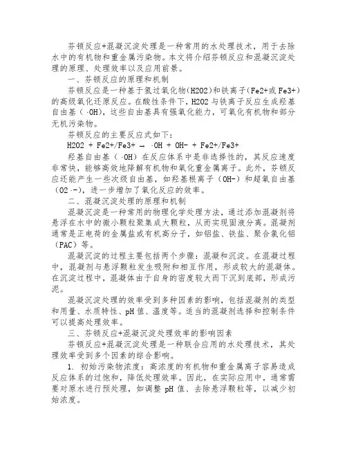 芬顿反应+混凝沉淀处理效率