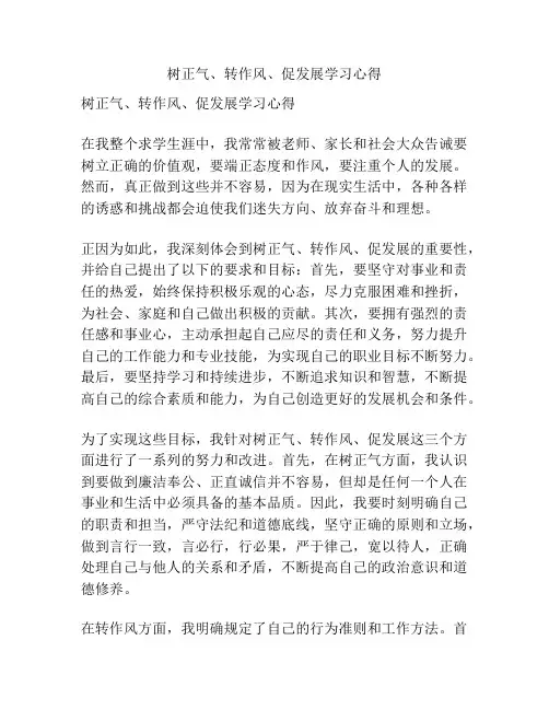 树正气、转作风、促发展学习心得