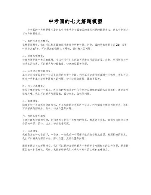 中考圆的七大解题模型