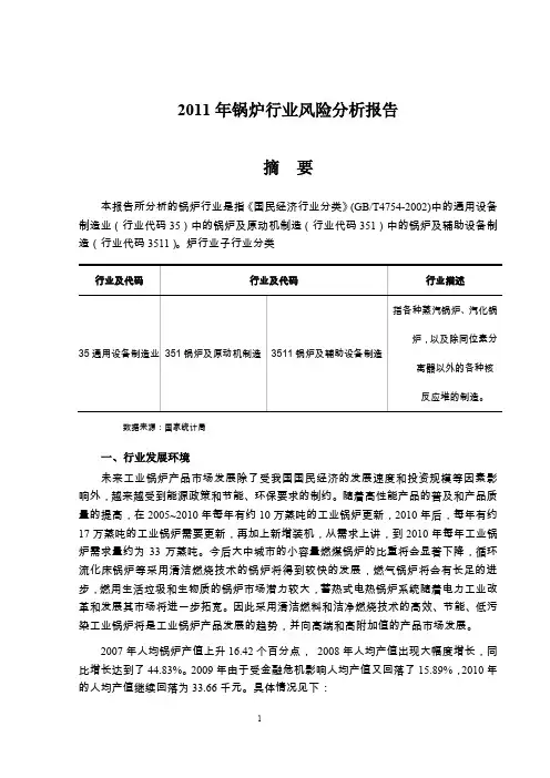 锅炉行业风险分析报告