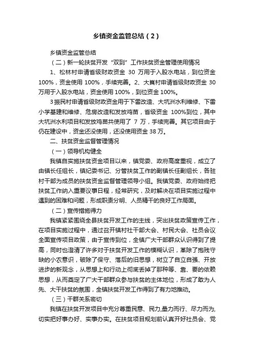 乡镇资金监管总结（2）