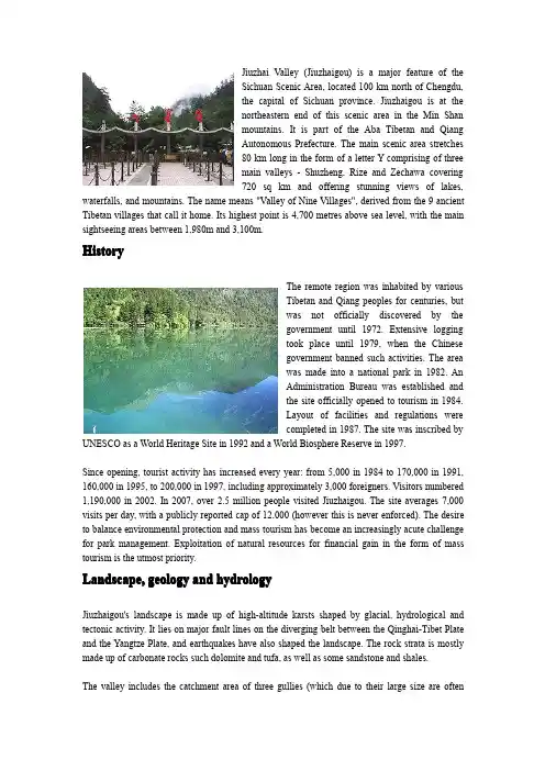 九寨沟自然保护区英文旅游指南手册,Jiuzhaigou Nature Reserve travel guide