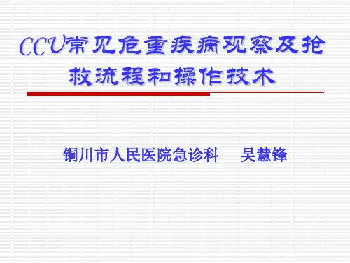 CCU常见危重疾病观察及抢救流程和操作技术
