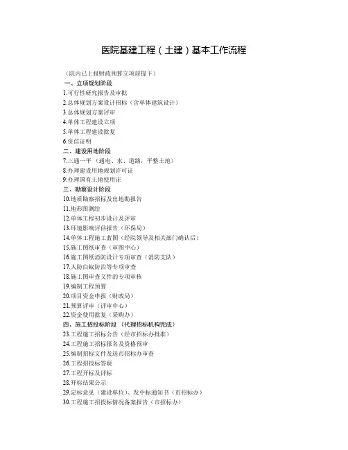 医院基建工程(土建)基本工作流程