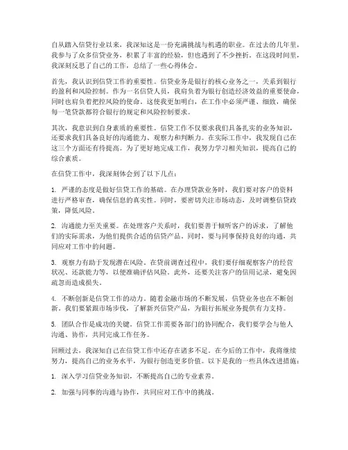 信贷工作反思心得体会