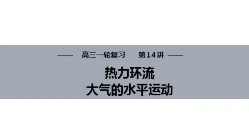 一轮复习大气热力环流和大气的水平运动