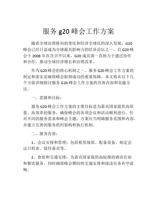 服务g20峰会工作方案
