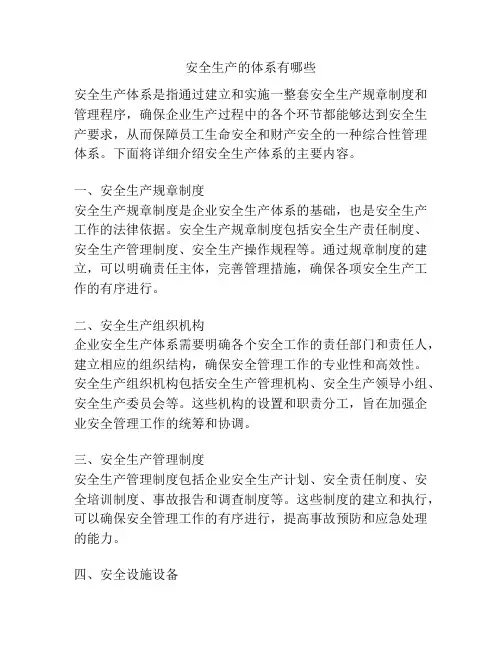 安全生产的体系有哪些