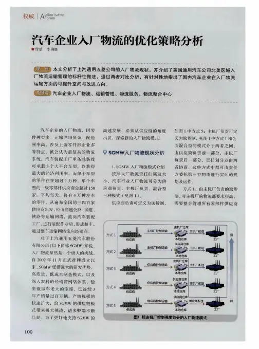 汽车企业入厂物流的优化策略分析