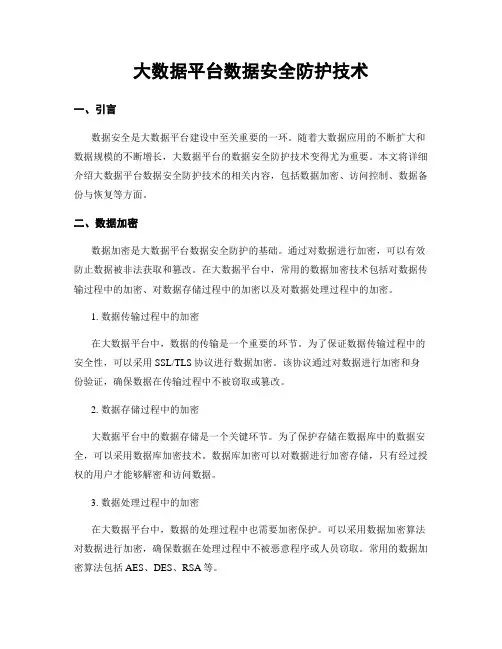 大数据平台数据安全防护技术