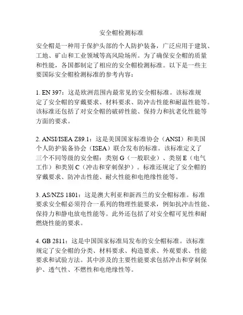 安全帽检测标准