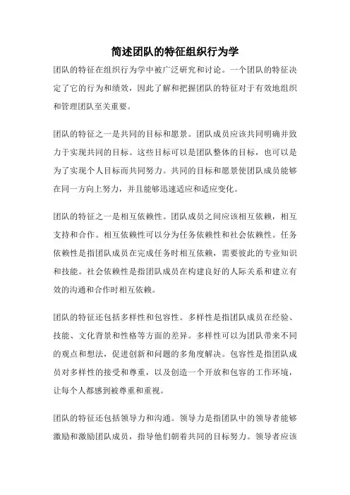 简述团队的特征组织行为学