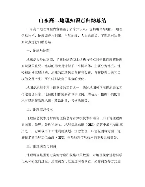 山东高二地理知识点归纳总结
