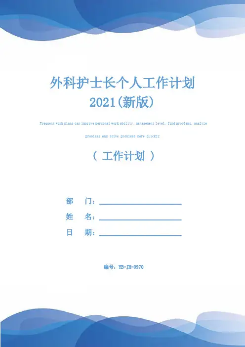 外科护士长个人工作计划2021(新版)