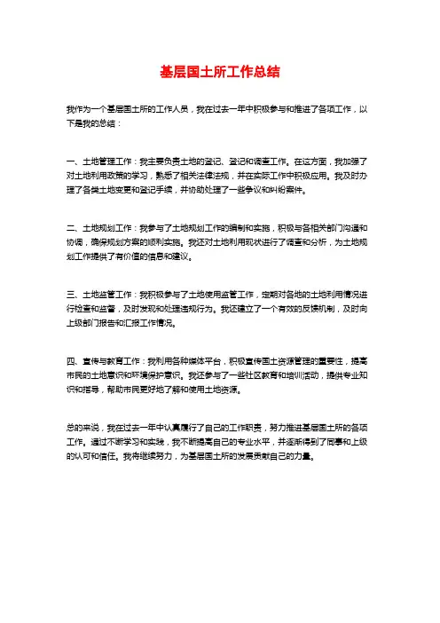 基层国土所工作总结