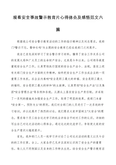 观看安全事故警示教育片心得体会及感悟范文六篇