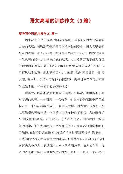 语文高考的训练作文(3篇)