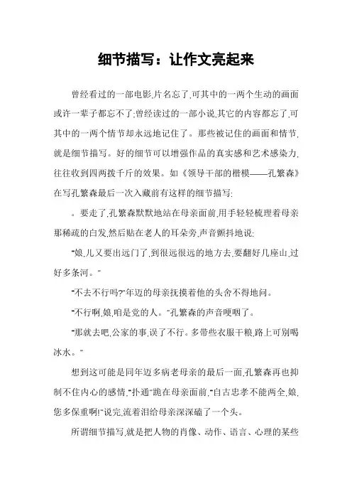 细节描写：让作文亮起来