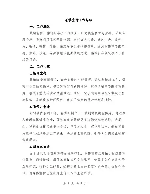 某镇宣传工作总结