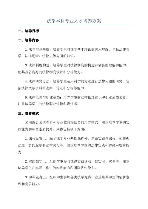 法学本科专业人才培养方案