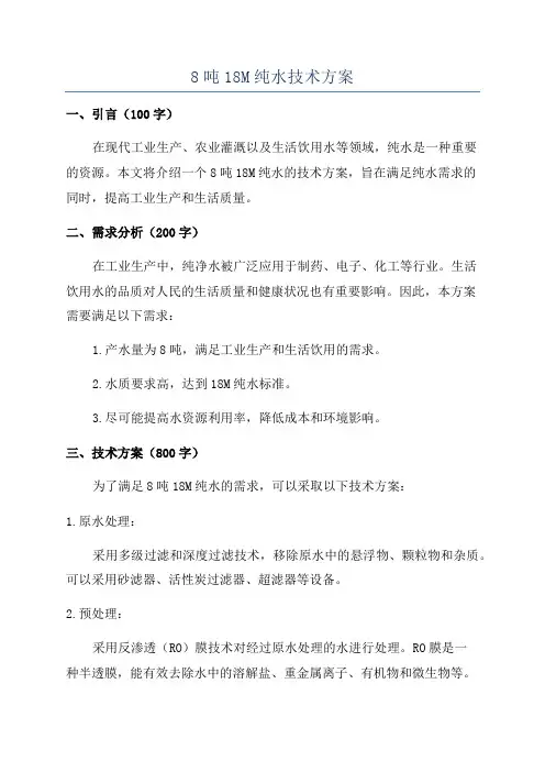 8吨18M纯水技术方案