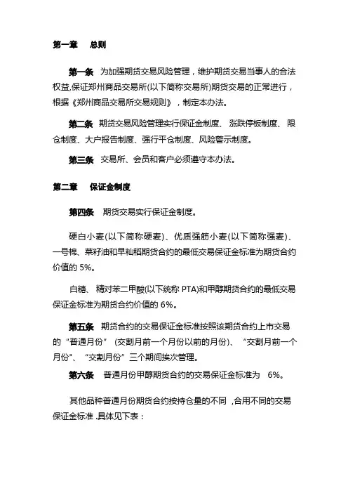 郑州商品交易所风险管理办法