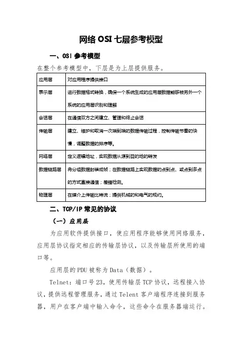网络OSI七层参考模型