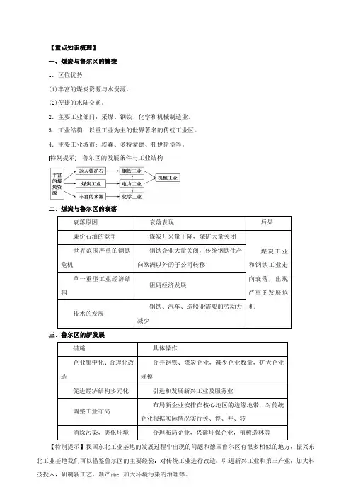 必修III专题2.5 矿产资源合理开发和区域可持续发展——以德国鲁尔区为例(教学案)-高考地理一轮复习精品资