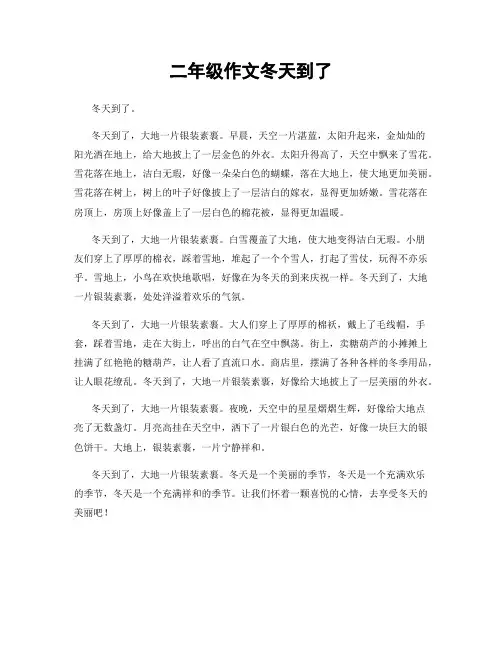 二年级作文冬天到了