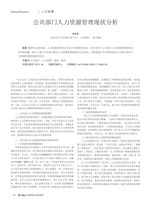 公共部门人力资源管理现状分析