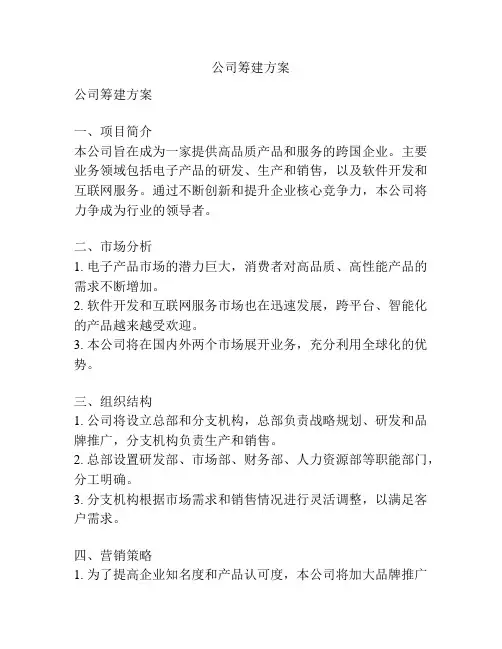 公司筹建方案