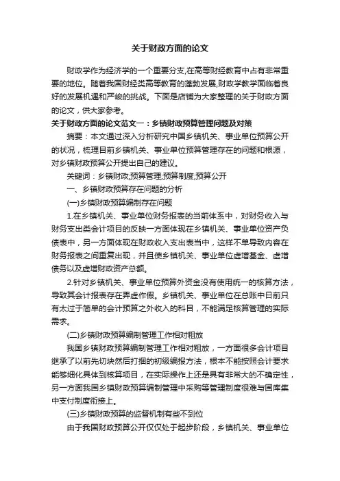 关于财政方面的论文