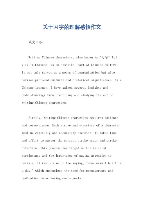 关于习字的理解感悟作文