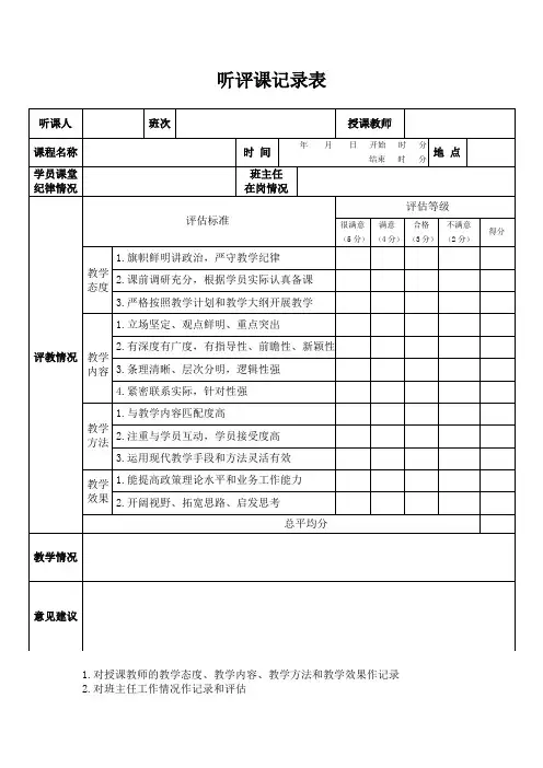 听评课记录表